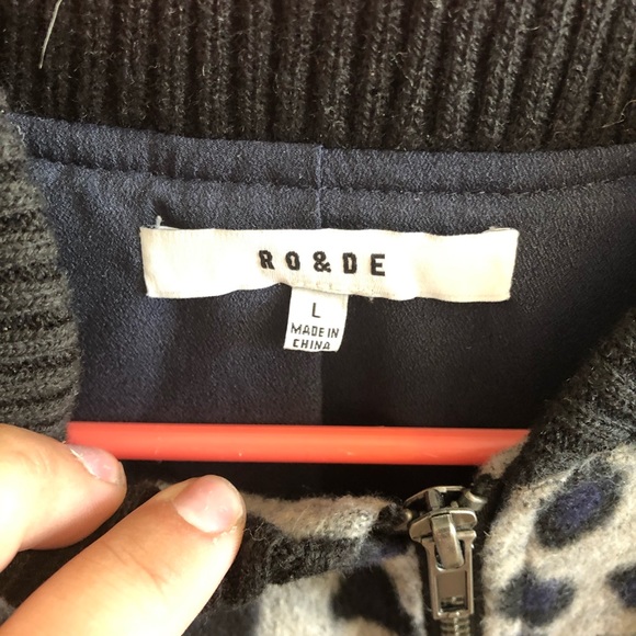 RO & DE Blue and Grey Animal Print Bomber Jacket - Picture 6 of 6